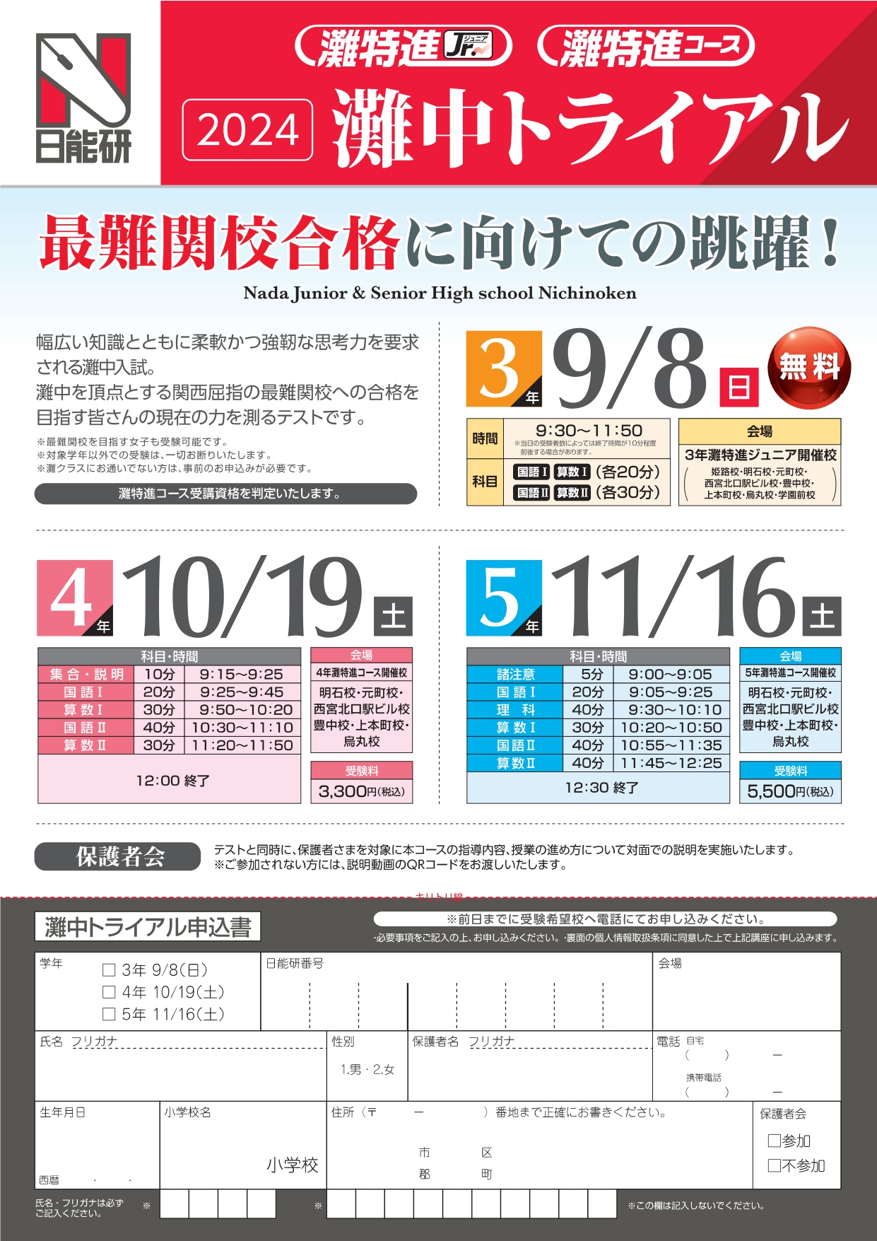 中学受験｜最難関 灘特進Jr.灘特進コース【日能研関西】